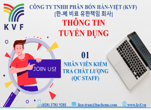 TUYỂN DỤNG NV KIỂM TRA CHẤT LƯỢNG QC STAFF (Kết thúc)