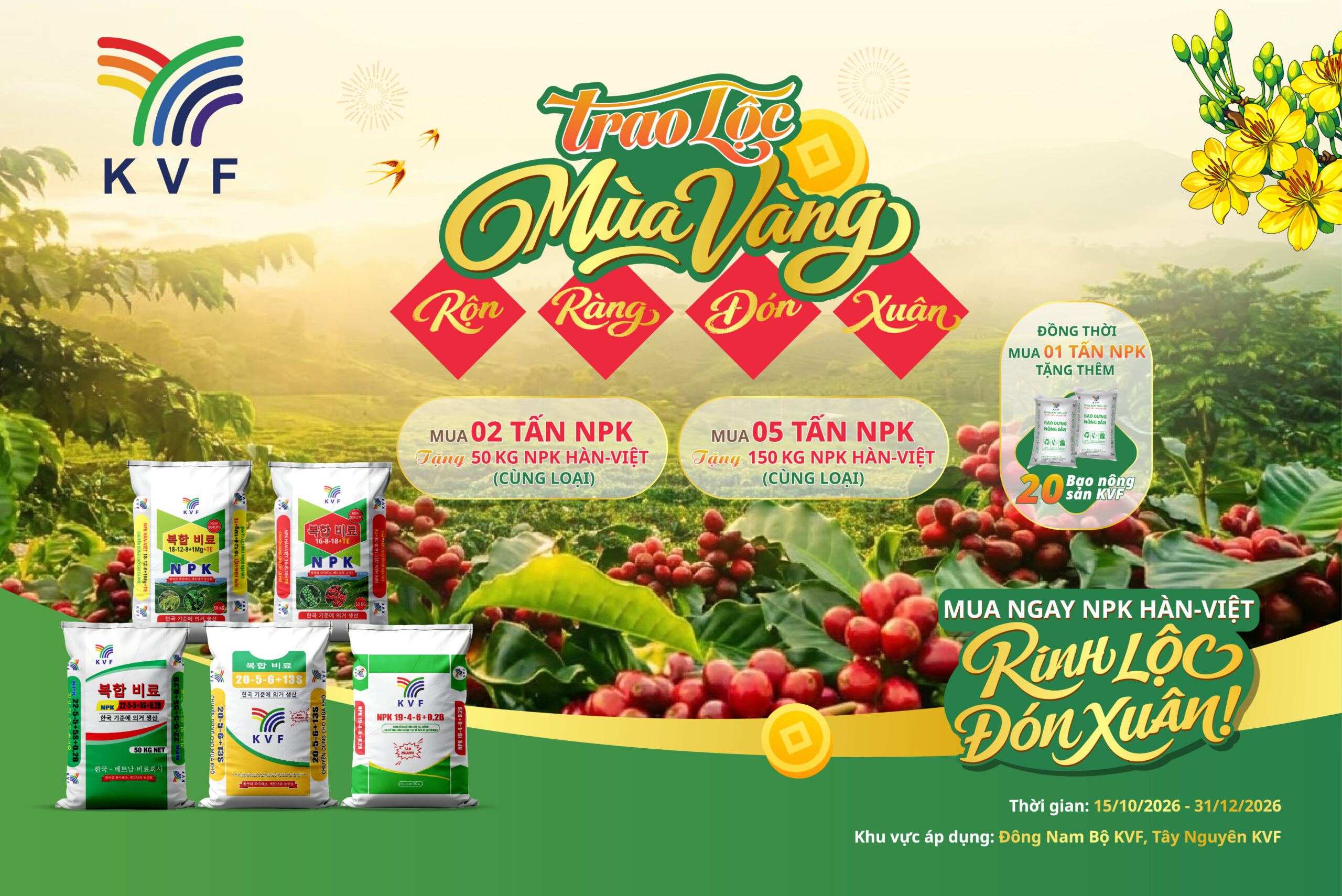 PHÂN BÓN HÀN-VIỆT TRIỂN KHAI CHƯƠNG TRÌNH KHUYẾN MẠI “TRAO LỘC MÙA VÀNG – RỘN RÀNG ĐÓN XUÂN”